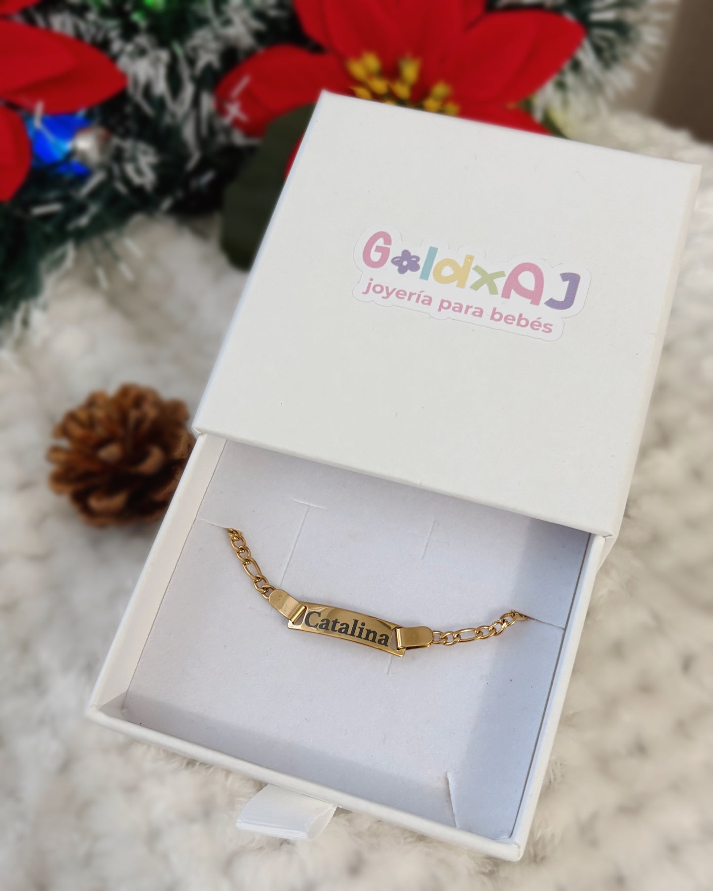 Noche Buena- pulsera clásica para bebé personalizada con nombre