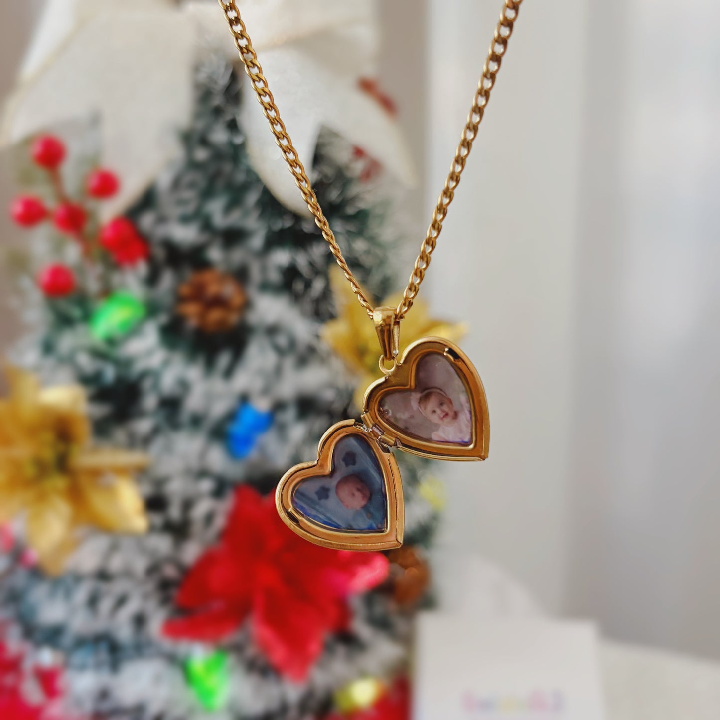 Recuerdo para siempre- Cadena personalizada corazón con 2 fotos