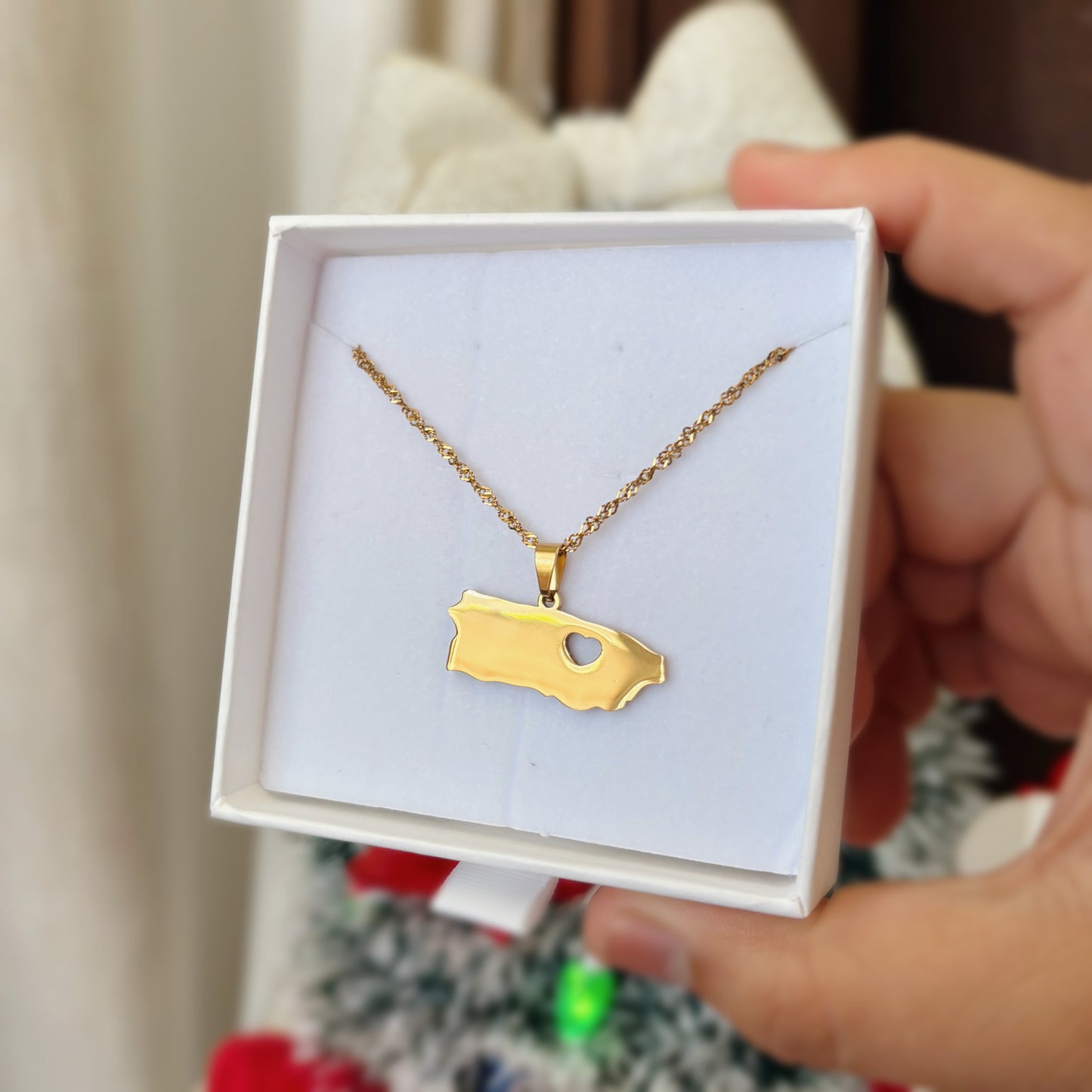 Boricua- Cadena con mapa de Puerto Rico