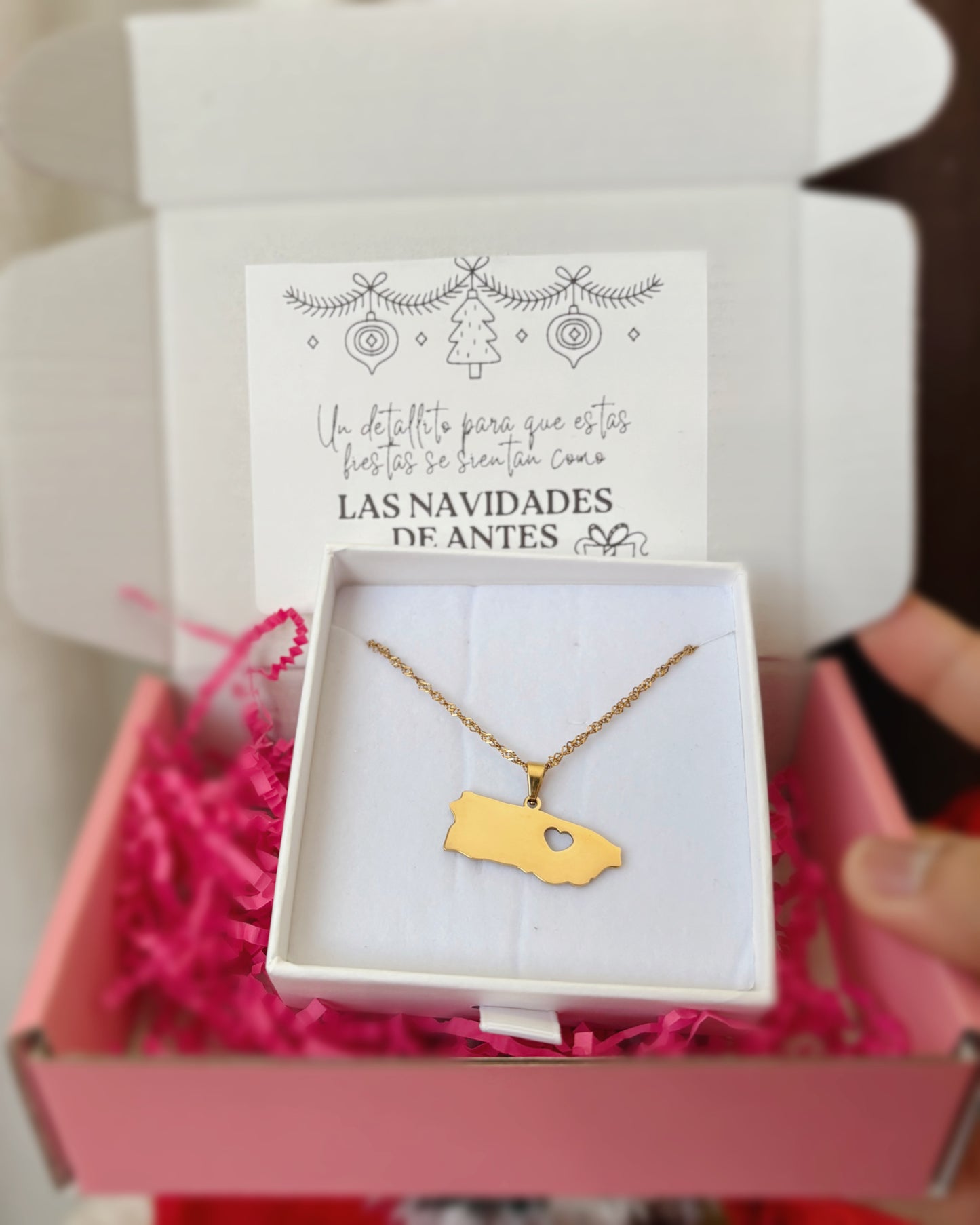 Boricua- Cadena con mapa de Puerto Rico