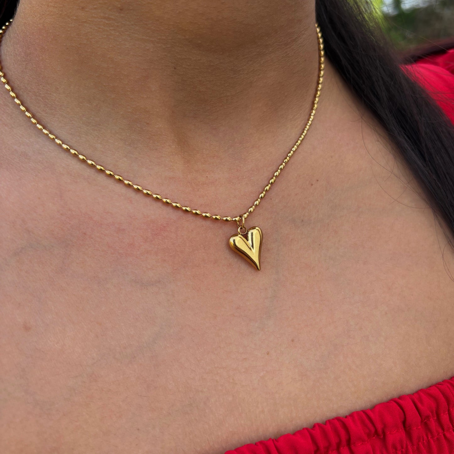 “Gold Heart” Cadena con charm de corazón