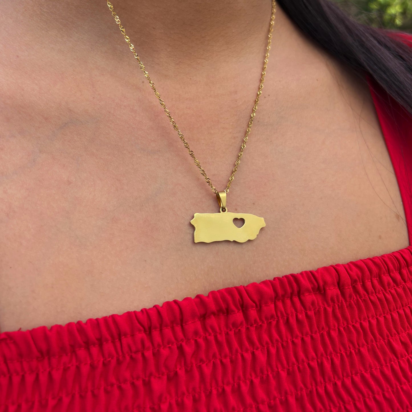 🇵🇷“Mi isla” Collar con mapa de Puerto Rico