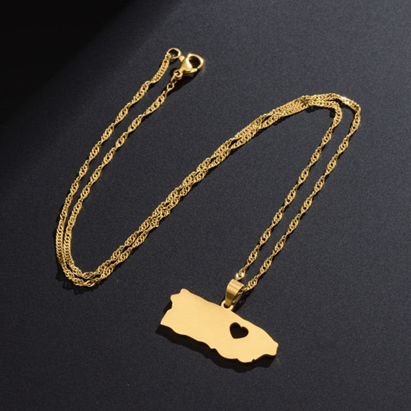 🇵🇷“Mi isla” Collar con mapa de Puerto Rico