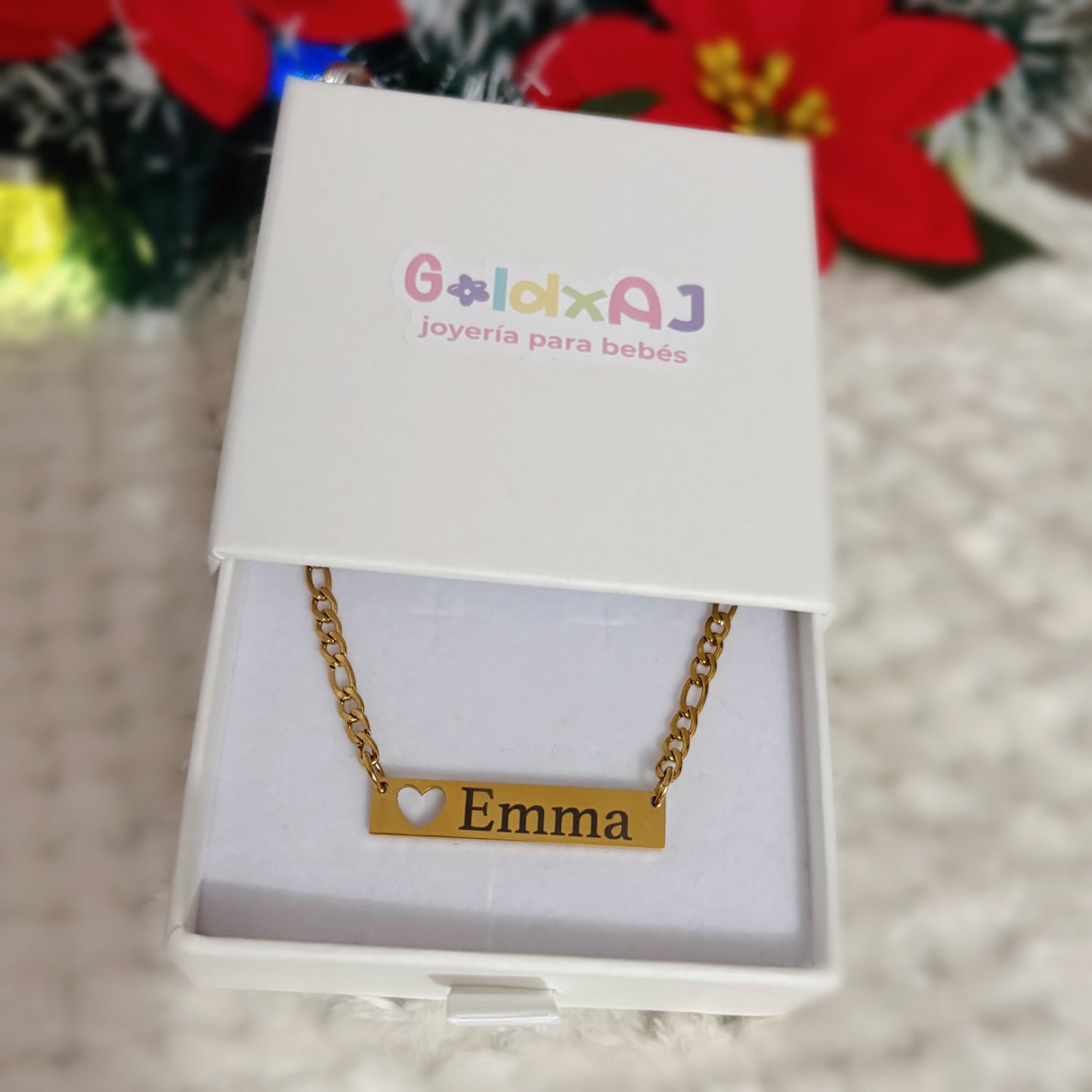 Cadena con corazón, personalizada con nombre